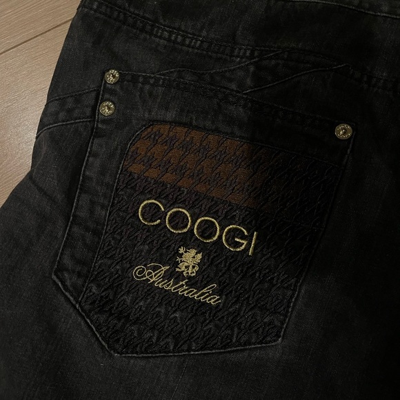 COOGI Australia Black Jeans with Brown Accent and Gold Embroidery (46x36) - Picture 3 of 13